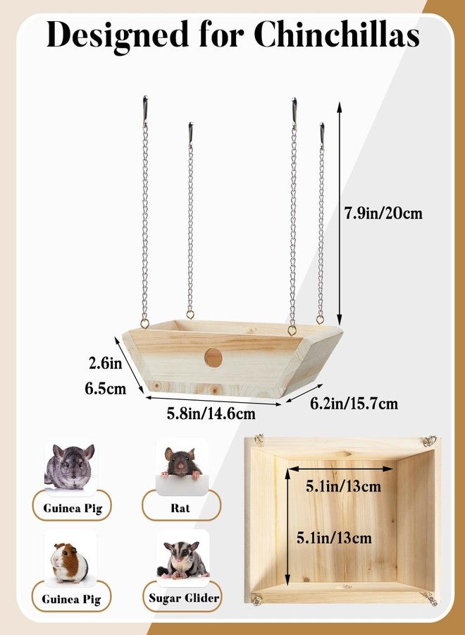 Jevnd Natural Wood Chinchilla Hammock for Cage Swing, Chinchilla Bed Hanging, Wooden Chinchilla Toys and Cage Accessories, Chinchilla House Hut Ledges And Platforms Enrichement, Indoor Chinchilla Habitat - Image 2